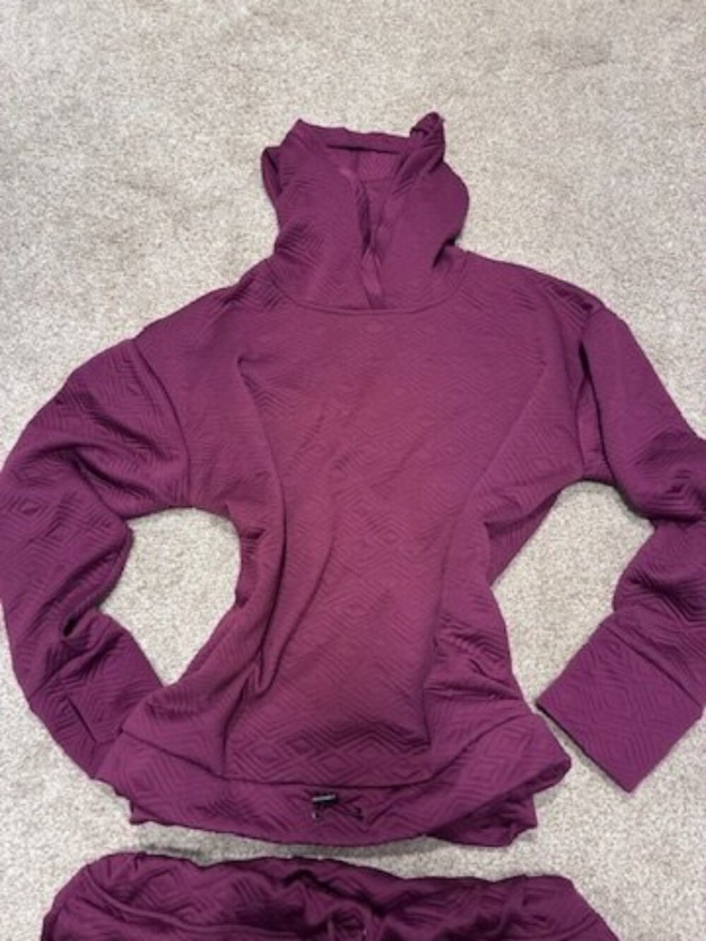 Nine West Active Plum Quilted Diamond Texture Hoodie L